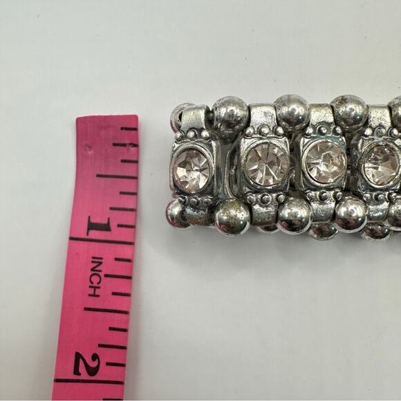 Light Pink Rhinestone Stretch Bracelet Unbranded Silver tone Retro - Picture 10 of 12